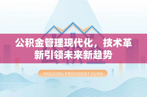 乐东公积金管理现代化，技术革新引领未来新趋势