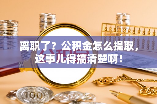 乐东离职了？公积金怎么提取，这事儿得搞清楚啊！